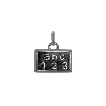 Sterling Silver & Black Enamel School Chalkboard Charm