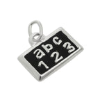 Sterling Silver & Black Enamel School Chalkboard Charm