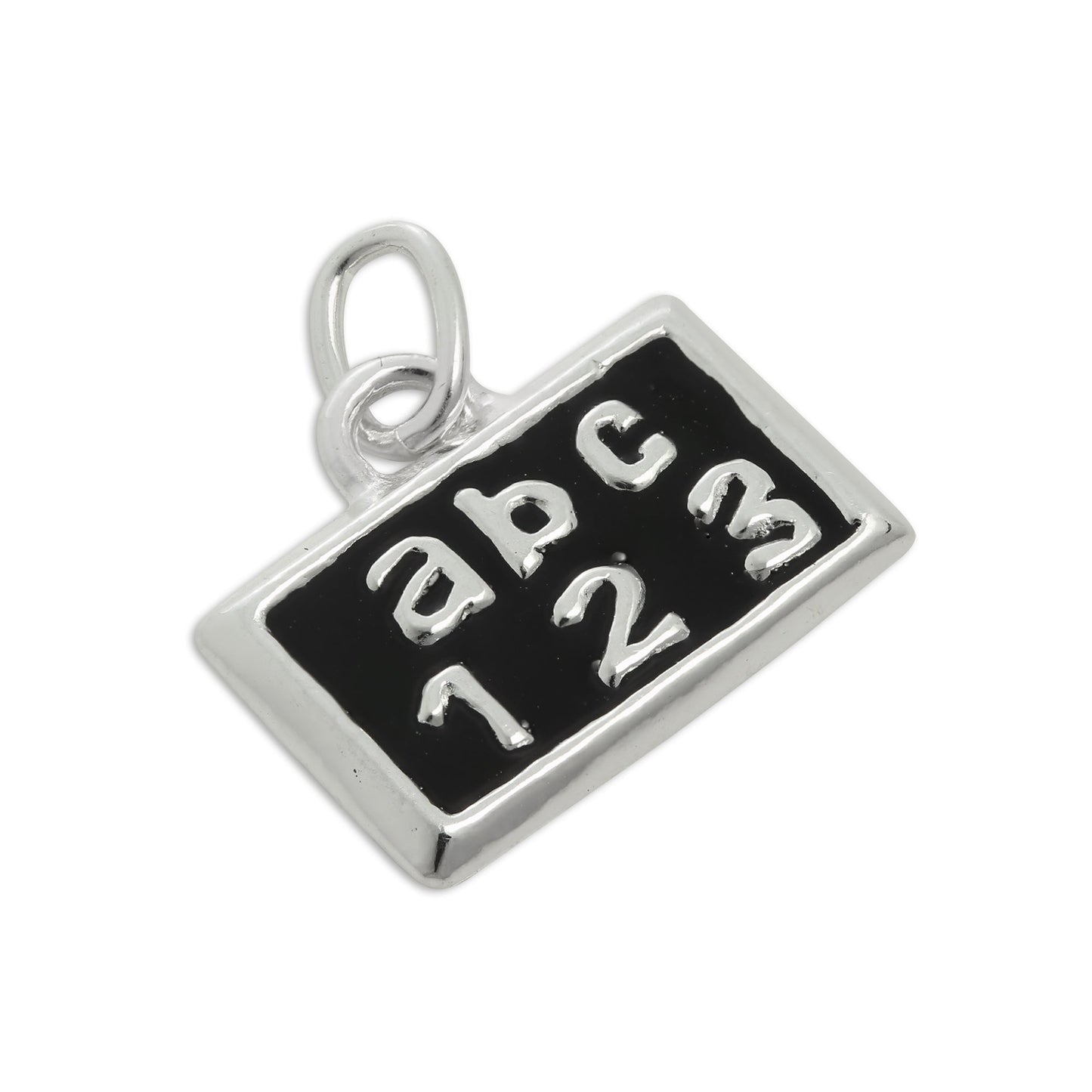 Sterling Silver & Black Enamel School Chalkboard Charm