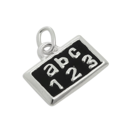 Sterling Silver & Black Enamel School Chalkboard Charm