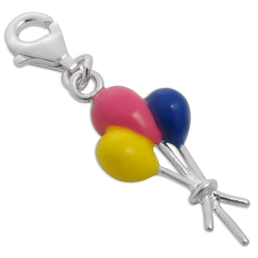Sterling Silver & Enamel Bunch of Balloons Clip on Charm