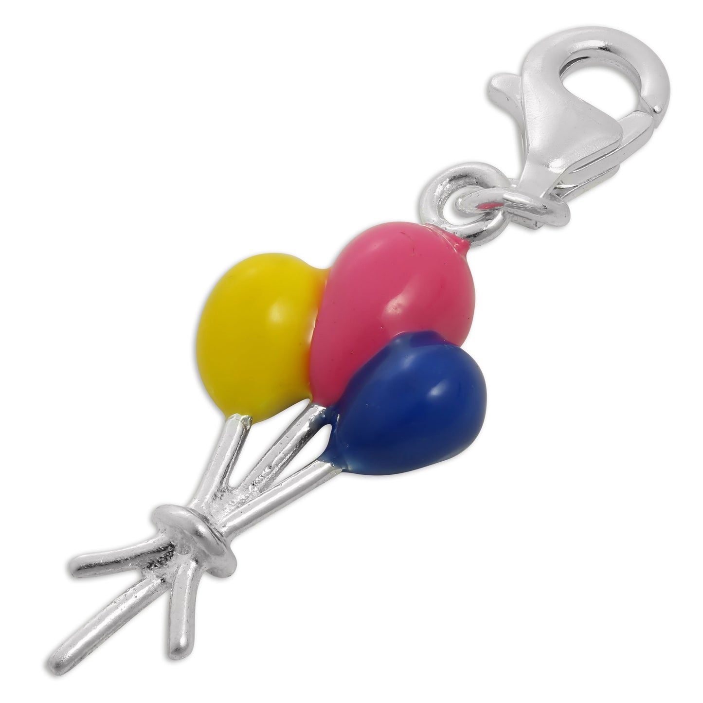 Sterling Silver & Enamel Bunch of Balloons Clip on Charm