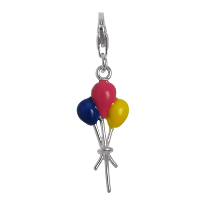 Sterling Silver & Enamel Bunch of Balloons Clip on Charm