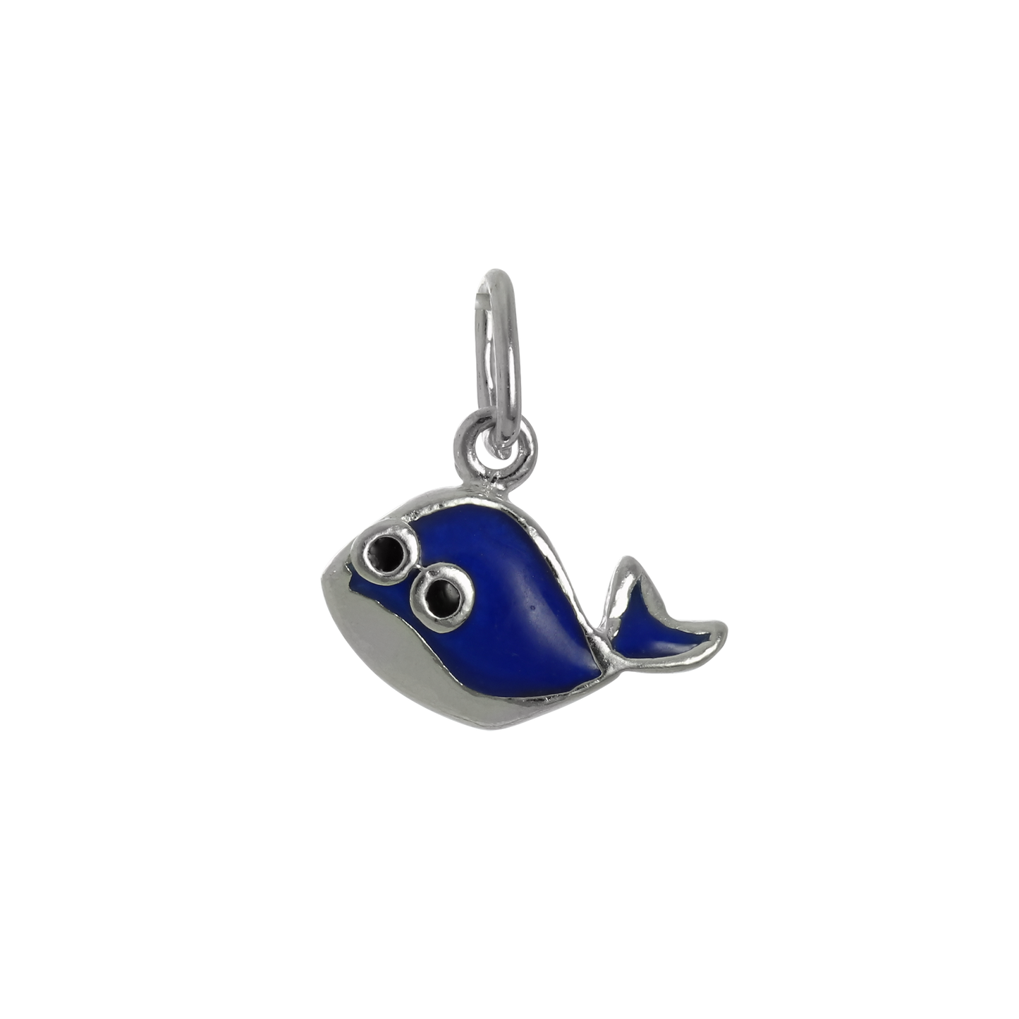 Small Sterling Silver & Blue Enamel Whale Charm