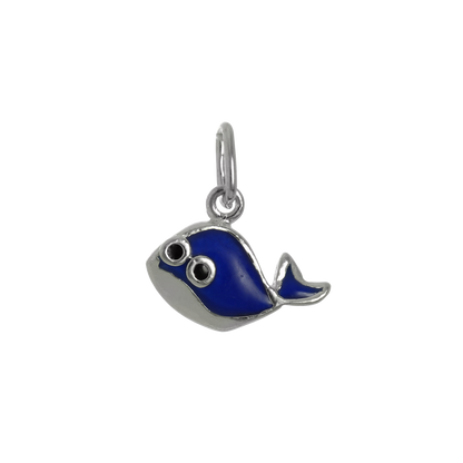 Small Sterling Silver & Blue Enamel Whale Charm