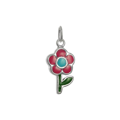 Sterling Silver & Enamel Flower Charm