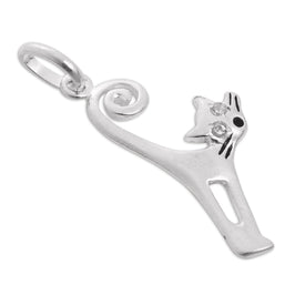 Sterling Silver & CZ Crystal Cat Charm