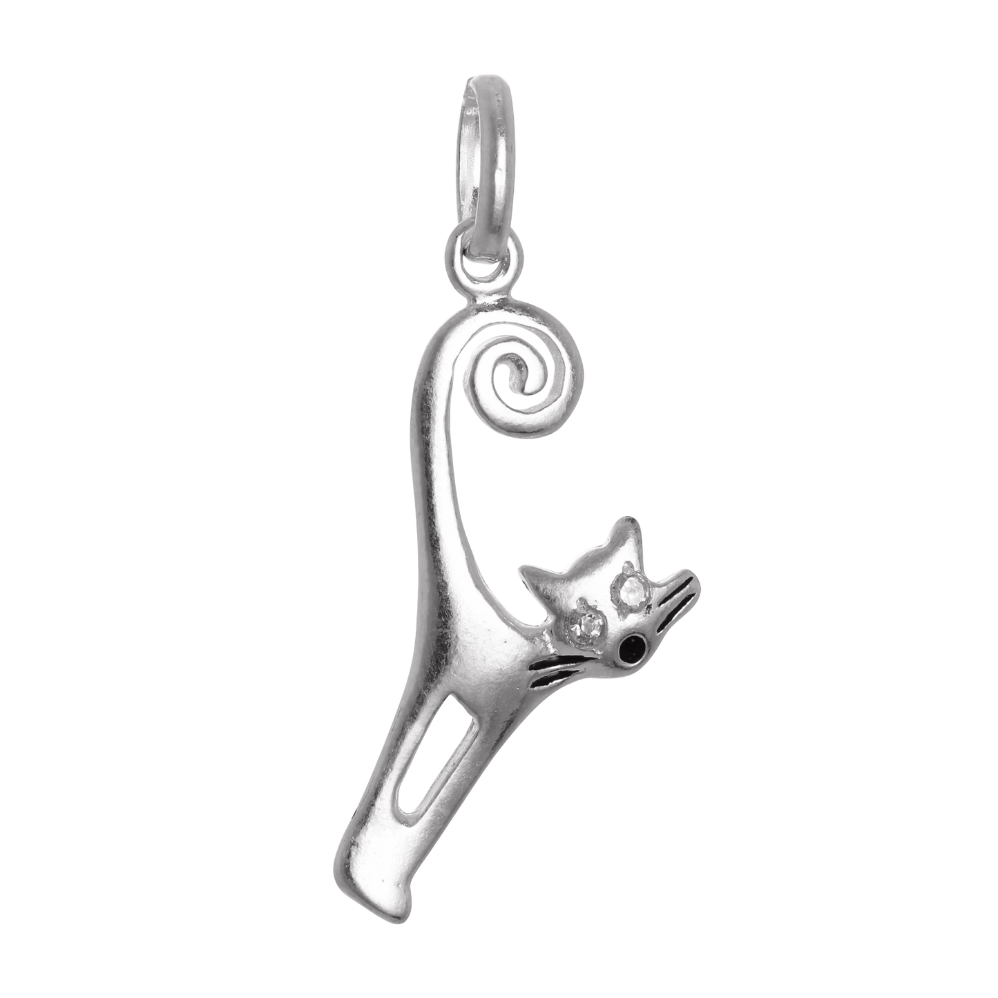 Sterling Silver & CZ Crystal Cat Charm