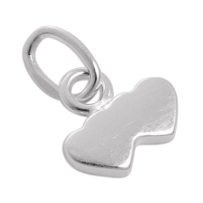 Tiny Sterling Silver & Red Enamel Double Heart Charm