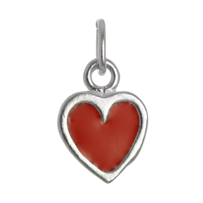 Sterling Silver & Red Enamel Heart Charm