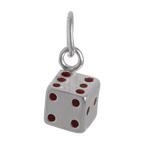 Sterling Silver & Red Enamel Dice Charm