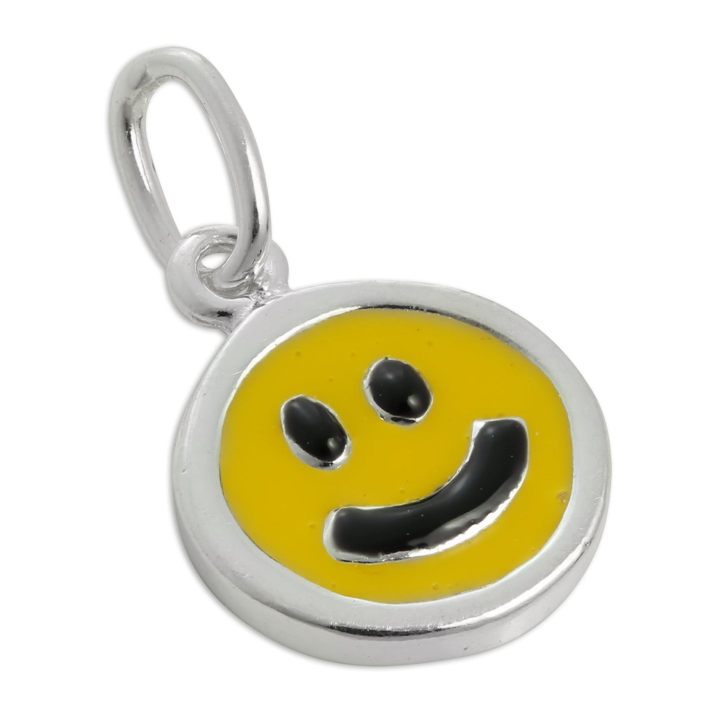 Sterling Silver & Yellow Enamel Smiley Face Charm