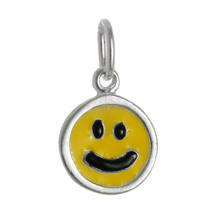 Sterling Silver & Yellow Enamel Smiley Face Charm