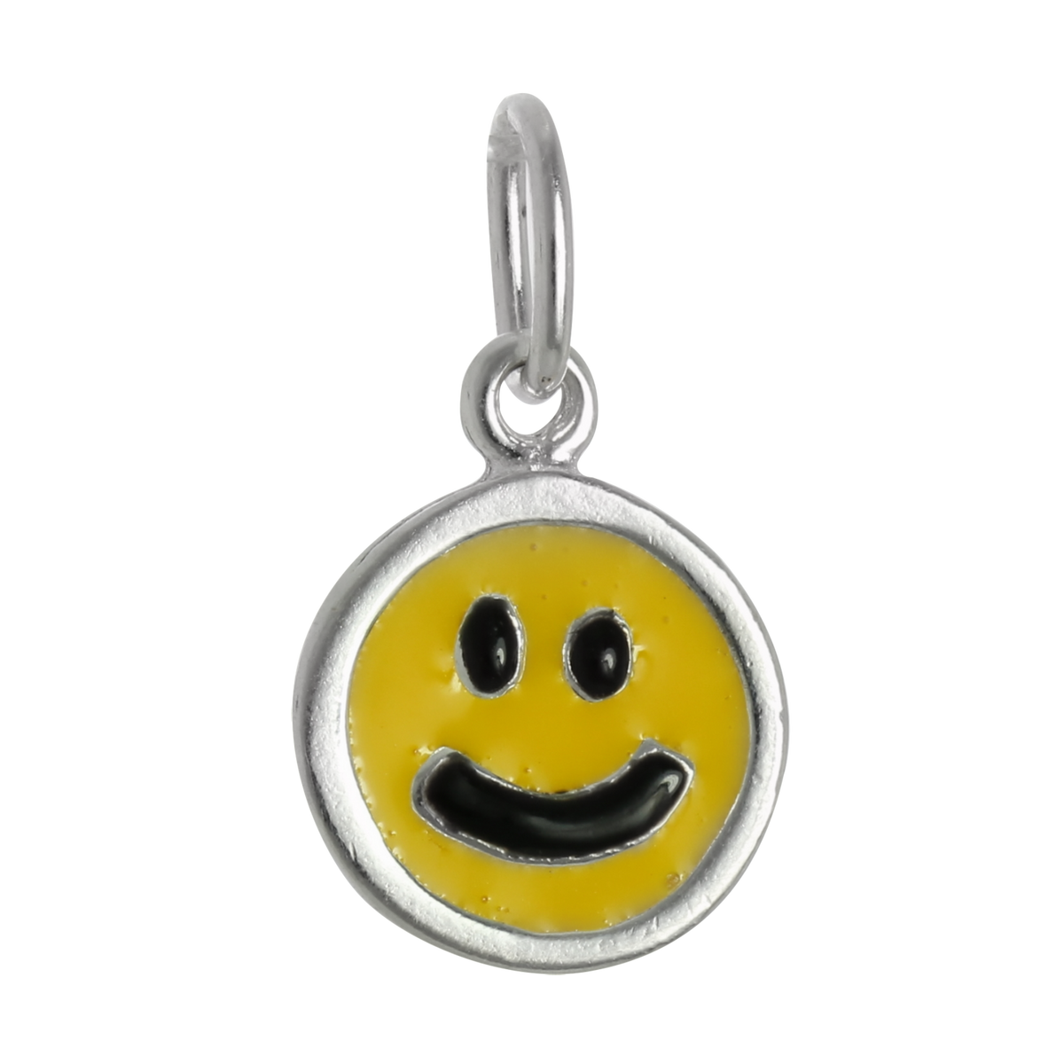 Sterling Silver & Yellow Enamel Smiley Face Charm