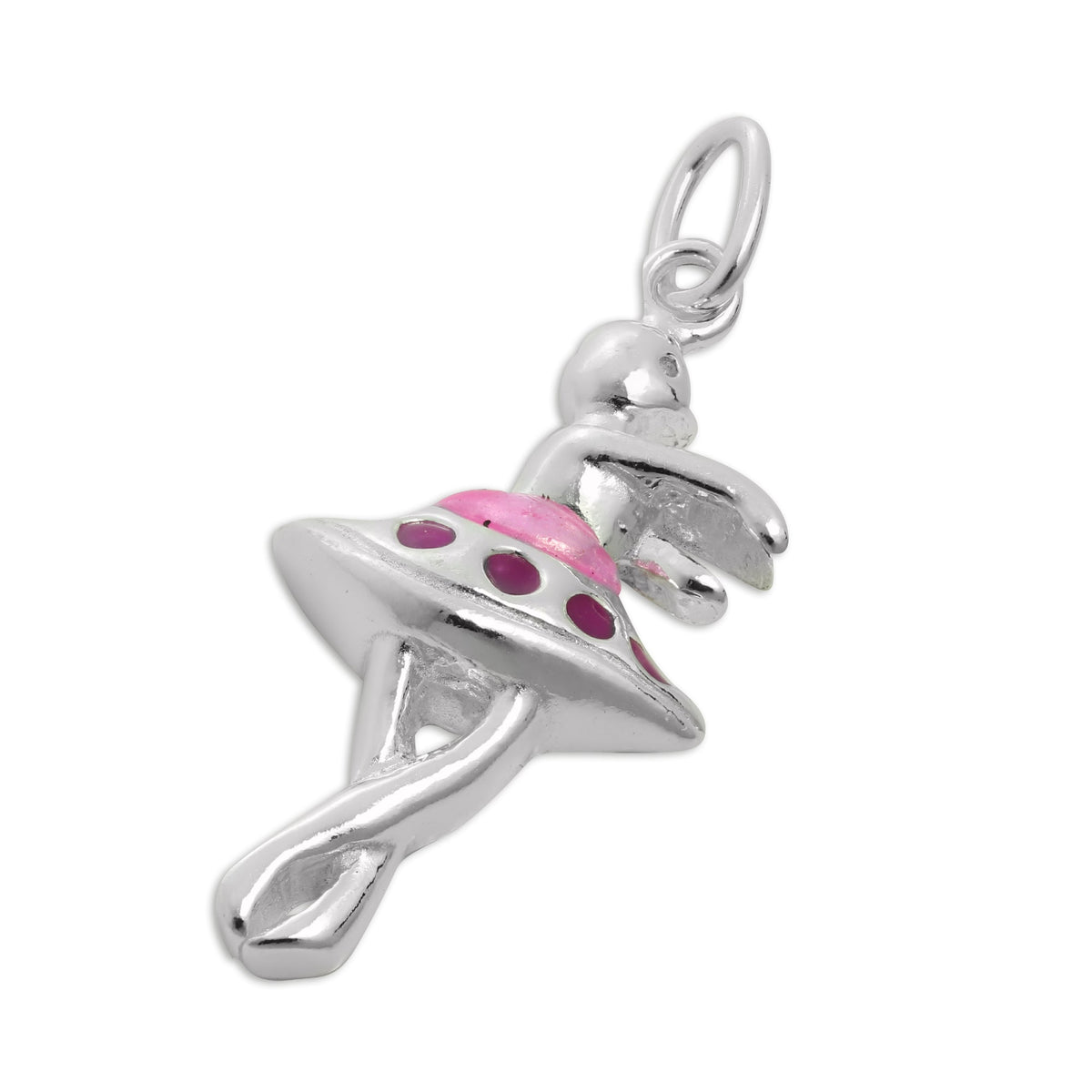 Sterling Silver & Pink Enamel Ballerina Charm
