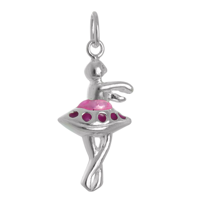Sterling Silver & Pink Enamel Ballerina Charm