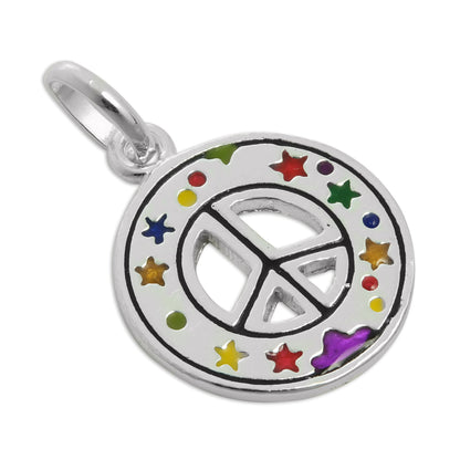 Sterling Silver & Enamel Peace Symbol Charm