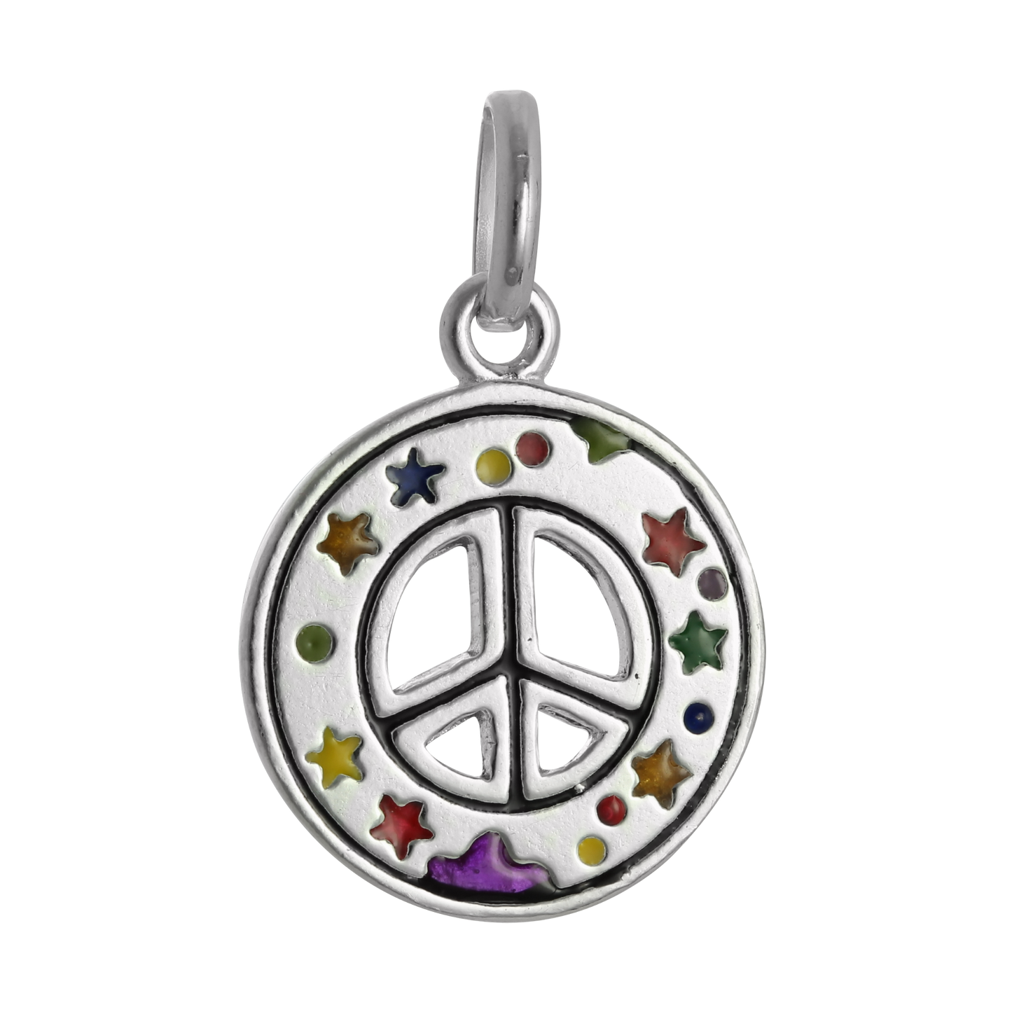Sterling Silver & Enamel Peace Symbol Charm