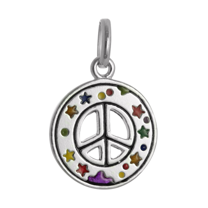 Sterling Silver & Enamel Peace Symbol Charm