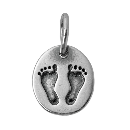 Sterling Silver Baby Feet Print Charm