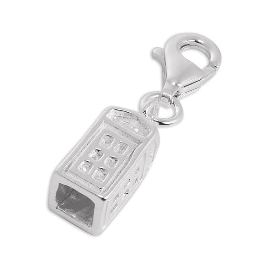 Sterling Silver Telephone Box Clip on Charm