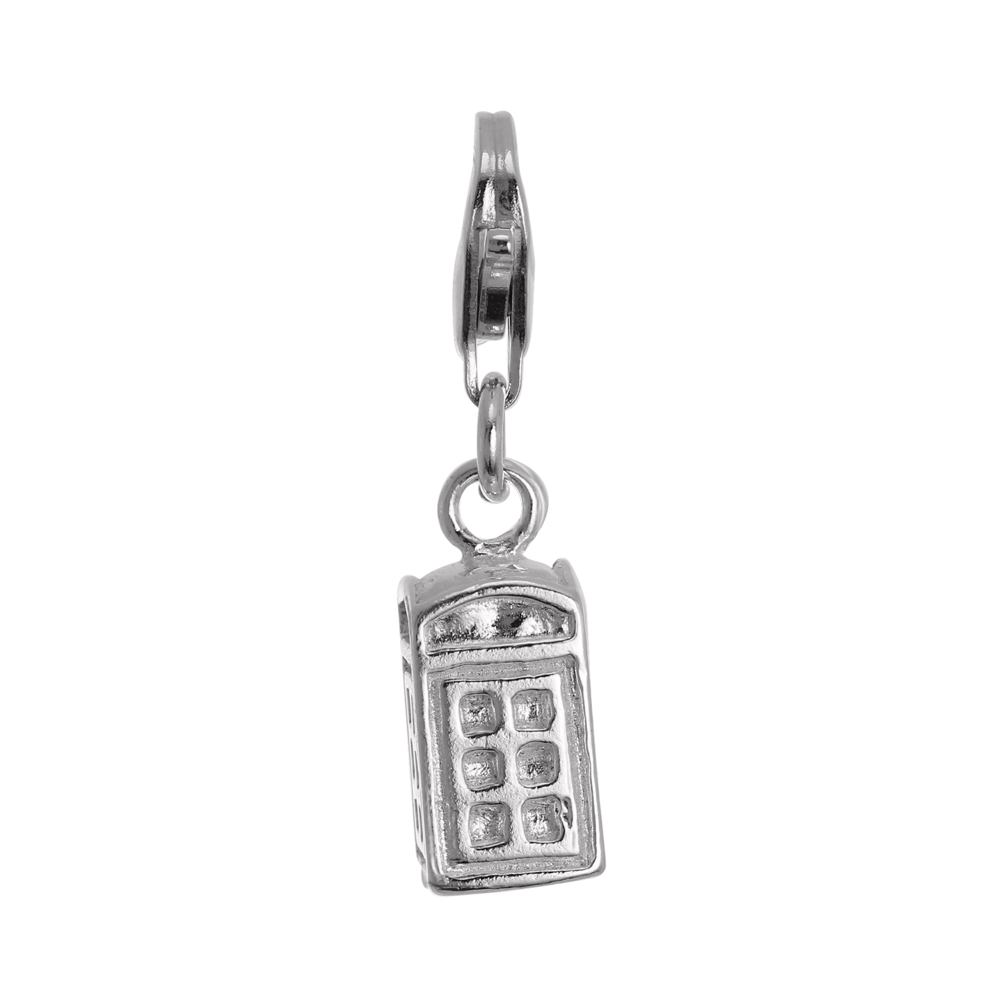 Sterling Silver Telephone Box Clip on Charm