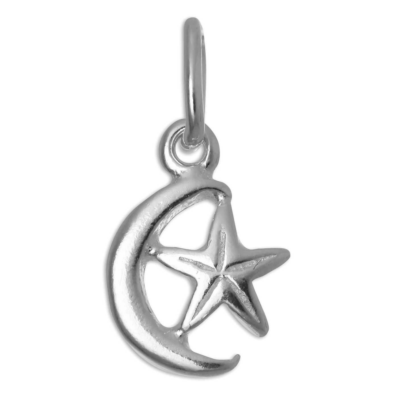 Tiny Sterling Silver Crescent Moon & Star Charm