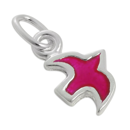 Tiny Sterling Silver & Pink Enamel Swift Charm