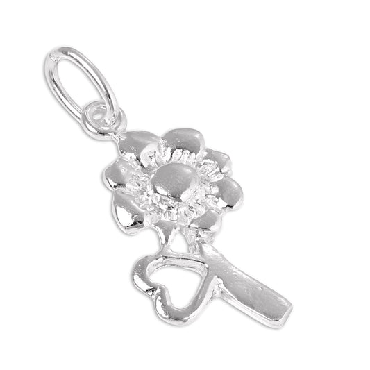 Sterling Silver Flower & Heart Charm