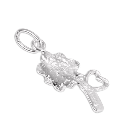 Sterling Silver Flower & Heart Charm
