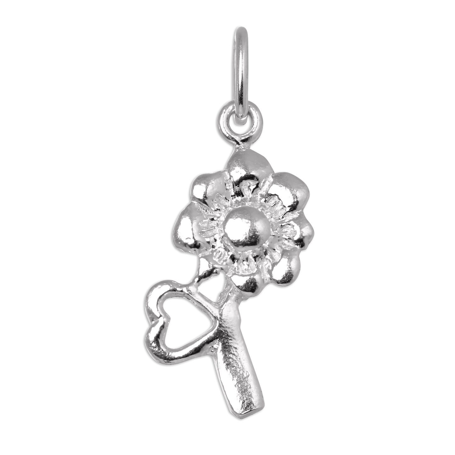 Sterling Silver Flower & Heart Charm