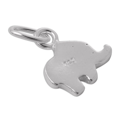 Tiny Sterling Silver & Enamel Elephant Charm