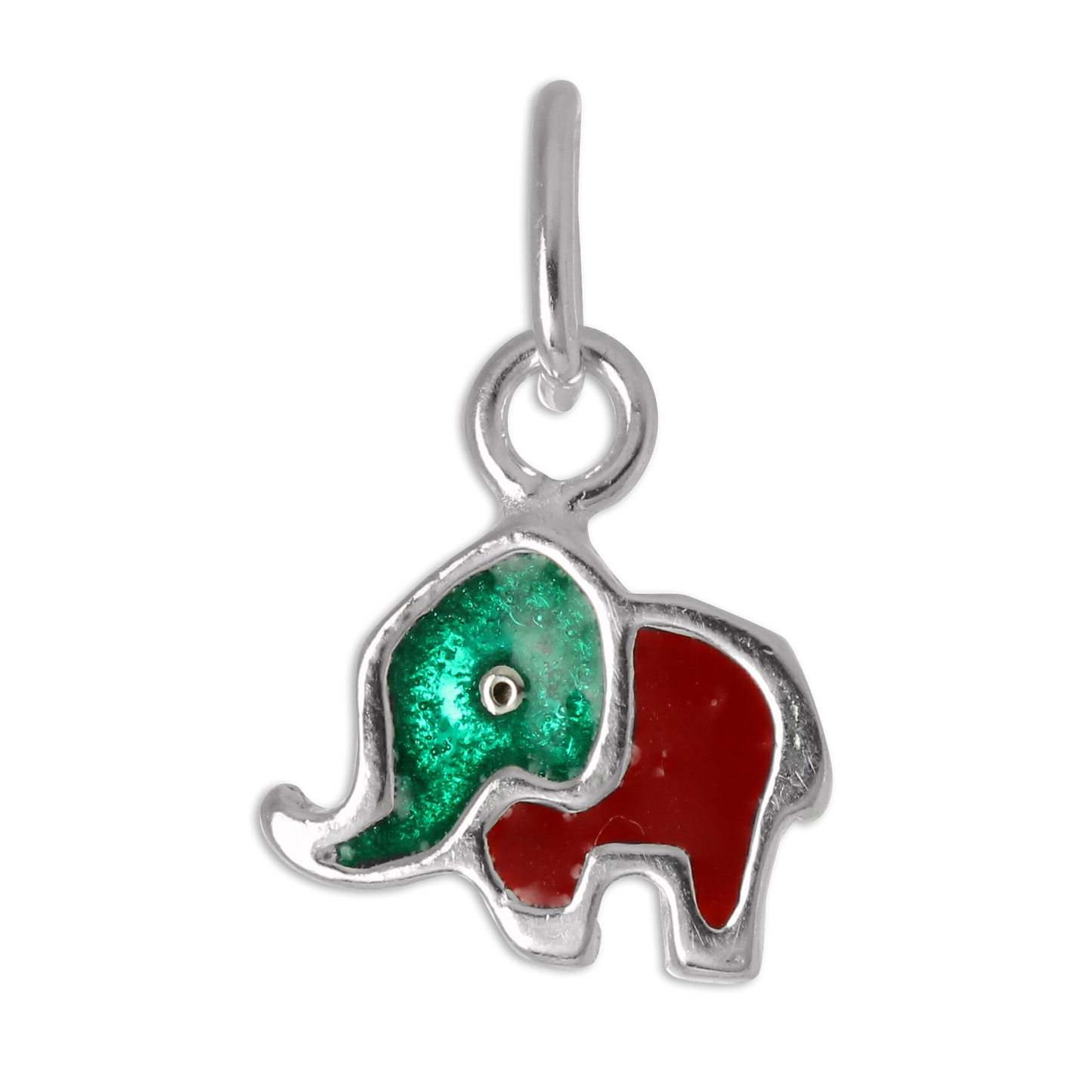 Tiny Sterling Silver & Enamel Elephant Charm