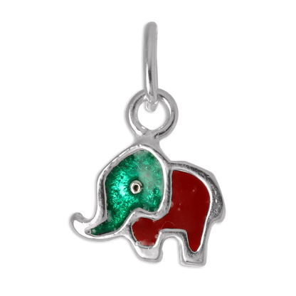 Tiny Sterling Silver & Enamel Elephant Charm