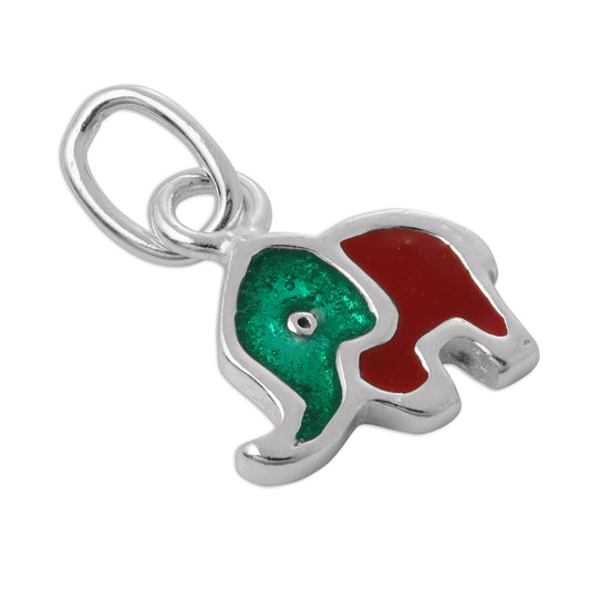 Tiny Sterling Silver & Enamel Elephant Charm