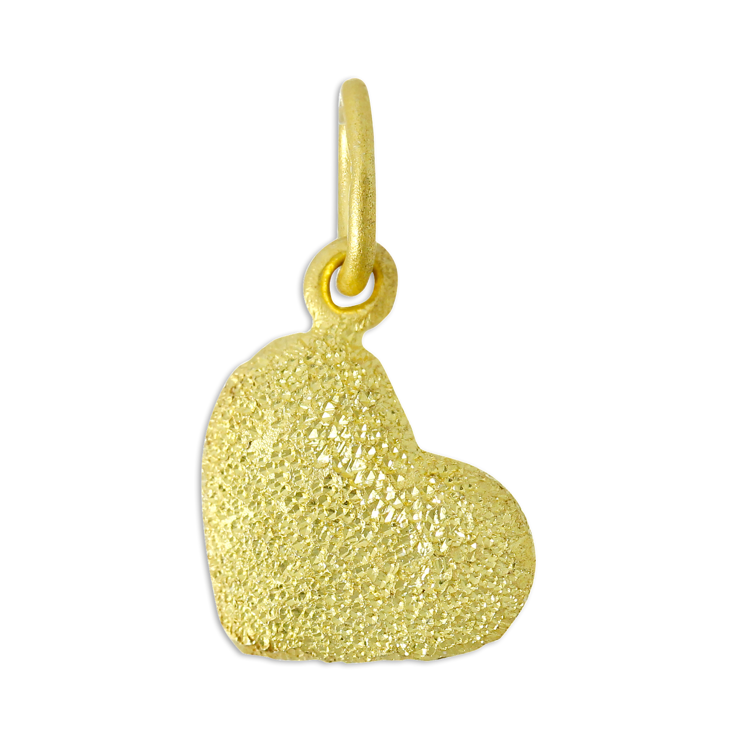 Frosted Gold Plated Sterling Silver Puffed Heart Charm