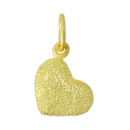 Frosted Gold Plated Sterling Silver Puffed Heart Charm