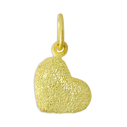 Frosted Gold Plated Sterling Silver Puffed Heart Charm