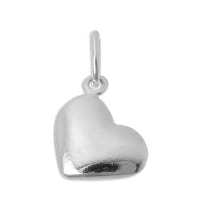 Polished Sterling Silver Puffed Heart Charm