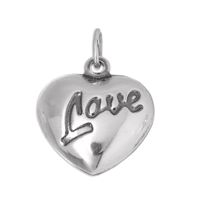 Sterling Silver Puffed Love Heart Charm