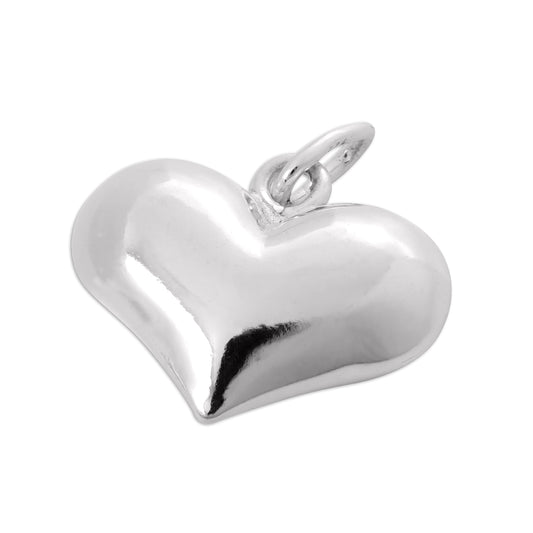 Wide Sterling Silver Puffed Heart Charm