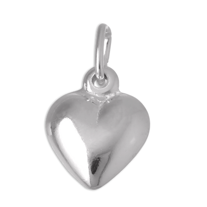 Small Sterling Silver Puffed Heart Charm