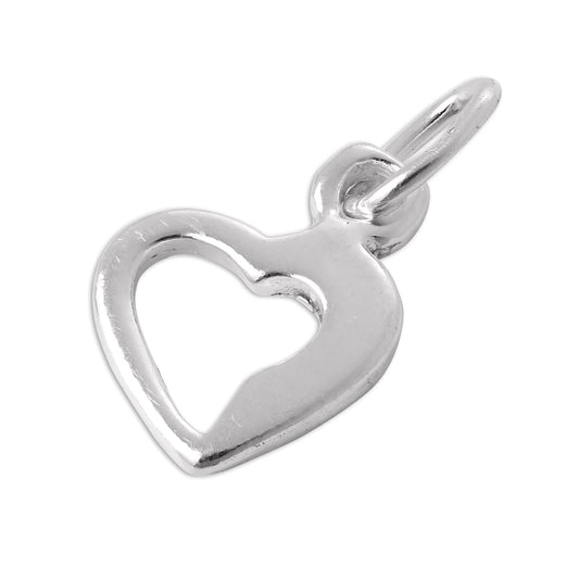 Tiny Sterling Silver Open Heart Charm