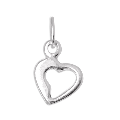 Tiny Sterling Silver Open Heart Charm