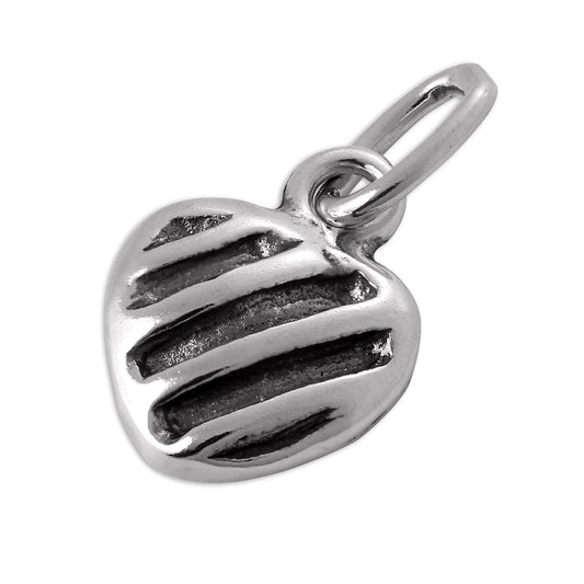 Sterling Silver Striped Heart Charm