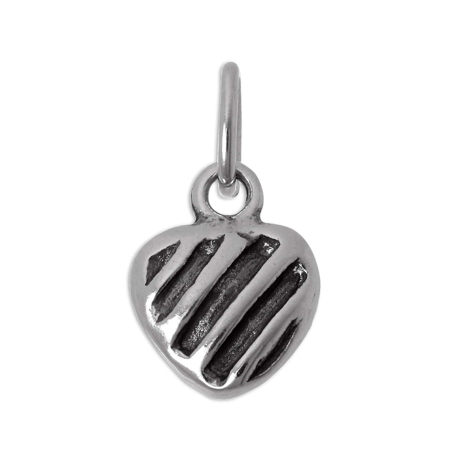 Sterling Silver Striped Heart Charm