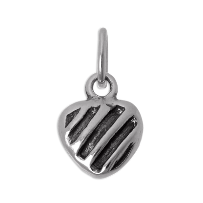 Sterling Silver Striped Heart Charm