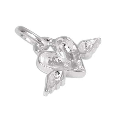 Sterling Silver Winged Heart Charm