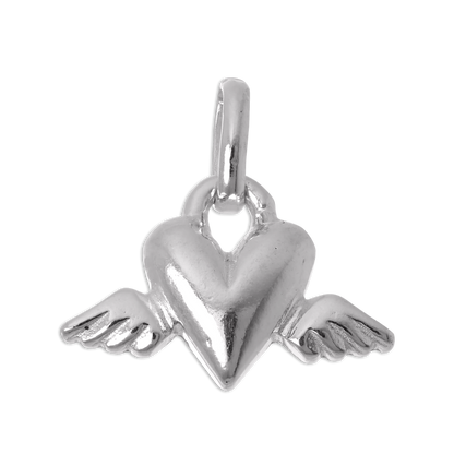 Sterling Silver Winged Heart Charm