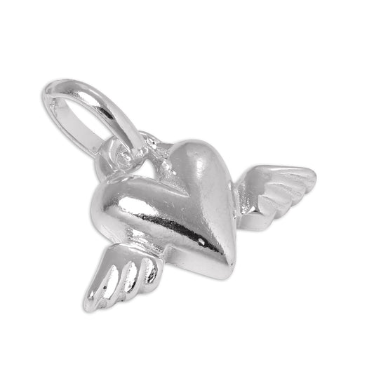Sterling Silver Winged Heart Charm